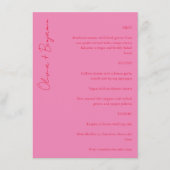 Bold Typografie Bright Pink en Red Modern Wedding Menu (Voorkant)