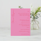 Bold Typografie Bright Pink en Red Modern Wedding Menu (Staand voorkant)
