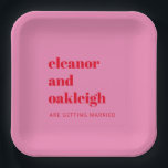 Bold Typografie Bright Pink en Red Modern Wedding Papieren Bordje<br><div class="desc">Vet Typografie Helder Roze en Rood Modern Wedding Paper Borden</div>