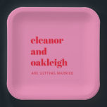 Bold Typografie Bright Pink en Red Modern Wedding Papieren Bordje<br><div class="desc">Vet Typografie Helder Roze en Rood Modern Wedding Paper Borden</div>