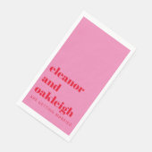 Bold Typografie Bright Pink en Red Modern Wedding Servet (Hoek)