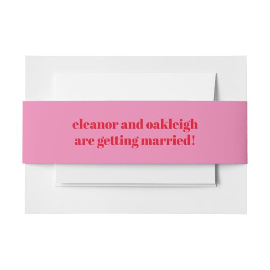 Bold Typografie Bright Pink en Red Modern Wedding Uitnodigingen Wikkel (Voorkant Voorbeeld)