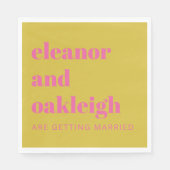 Bold Typografie Bright roze gele moderne bruiloft Servet (Voorkant)