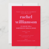 Bold Typografie Bright Roze Red Graduparty Kaart (Voorkant)