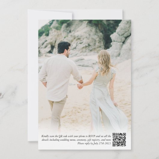 Bold Typografie Foto QR code Weddenschap Kaart (Achterkant)