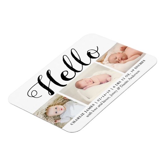 Bold Typografie "Hallo" 3 Aankondiging van de gebo Magneet (Linkerzijde)