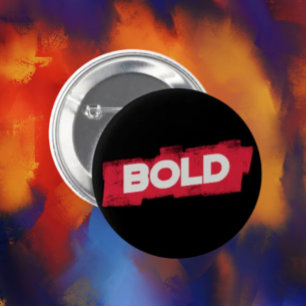 BOLD Typografie Knop – Rood en Wit Ronde Button 5,7 Cm