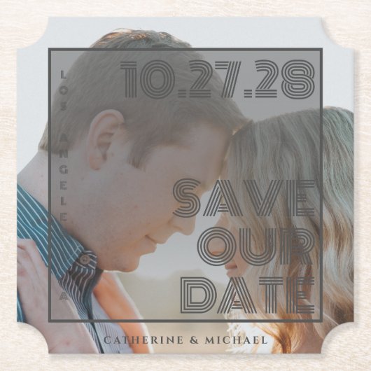 Bold Typografie Moderne Eenvoudige Minimale Foto Kartonnen Onderzetters (Voorkant)