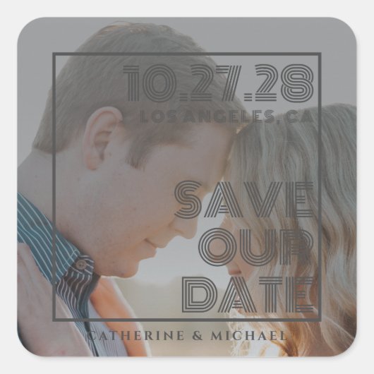 Bold Typografie Moderne Eenvoudige Minimale Foto Vierkante Sticker (Voorkant)