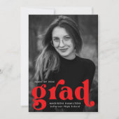 Bold Typografie Red Photo Afstuderen Aankondiging (Voorkant)