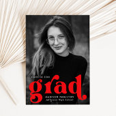 Bold Typografie Red Photo Afstuderen Aankondiging
