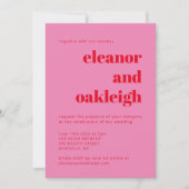 Bold Typografie Roze Rode Moderne Grafische bruilo Kaart (Voorkant)