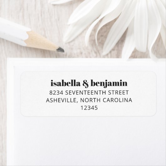 Bold Typografie Simple White Modern Wedding Etiket (Insitu)