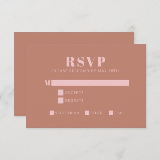 Bold Typografie Terracotta Pink Modern Bat Mitzvah RSVP Kaartje (Voorkant / Achterkant)