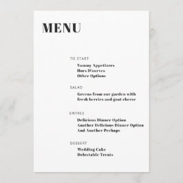 Bold Typografie White Modern Minimalist Menu
