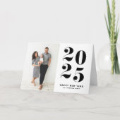 Bold Typography 2022 Black Happy New Year Photo Feestdagen Kaart (Voorkant)