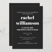 Bold Typography Black and White Graduparty Kaart (Voorkant / Achterkant)