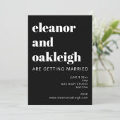 Bold Typography Black and White Modern Wedding Kaart (Staand voorkant)