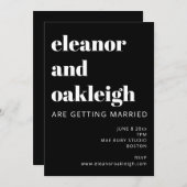Bold Typography Black and White Modern Wedding Kaart (Voorkant / Achterkant)