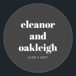 Bold Typography Black and White Modern Wedding Ronde Sticker<br><div class="desc">Bold Typography Black and White Modern Wedding Classic Round Sticker</div>