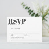 Bold Typography Black and White Modern Wedding RSVP Kaartje (Staand voorkant)