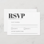Bold Typography Black and White Modern Wedding RSVP Kaartje (Voorkant / Achterkant)