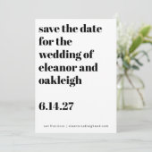 Bold Typography Black and White Modern Wedding Save The Date (Staand voorkant)