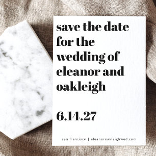 Bold Typography Black and White Modern Wedding Save The Date