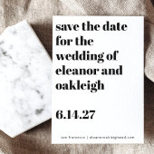 Bold Typography Black and White Modern Wedding Save The Date