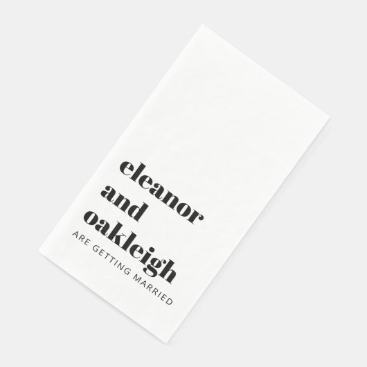 Bold Typography Black and White Modern Wedding Servet (Hoek)