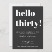 Bold Typography Black Modern 30th Birthday Party Kaart (Voorkant)