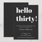 Bold Typography Black Modern 30th Birthday Party Kaart (Voorkant / Achterkant)
