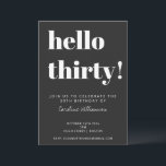 Bold Typography Black Modern 30th Birthday Party Kaart<br><div class="desc">Bold Typografie Modern 30th Birthday Party Invitation in Black and White. - alle tekst kan worden bewerkt,  zodat deze voor elke leeftijd kan worden gebruikt</div>