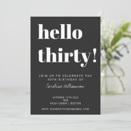 Bold Typography Black Modern 30th Birthday Party Kaart