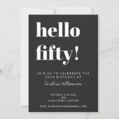 Bold Typography Black Modern 50th Birthday Party Kaart (Voorkant)
