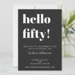 Bold Typography Black Modern 50th Birthday Party Kaart<br><div class="desc">Bold Typografie Modern 50th Birthday Party Invitation in Black and White. - alle tekst kan worden bewerkt,  zodat deze voor elke leeftijd kan worden gebruikt</div>