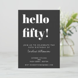 Bold Typography Black Modern 50th Birthday Party Kaart