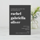 Bold Typography Black Modern Bat Mitzvah Kaart (Staand voorkant)