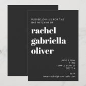 Bold Typography Black Modern Bat Mitzvah Kaart (Voorkant / Achterkant)