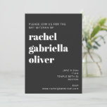 Bold Typography Black Modern Bat Mitzvah Kaart<br><div class="desc">Bold Typography Black Modern Bat Mitzvah Invitation</div>