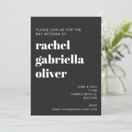 Bold Typography Black Modern Bat Mitzvah Kaart