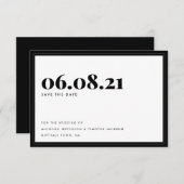 Bold Typography Black White Minimal Simple Save The Date (Voorkant / Achterkant)