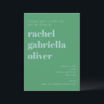 Bold Typography Blue en Green Modern Bat Mitzvah Kaart<br><div class="desc">Bold Typography Blue and Green Modern Bat Mitzvah Invitation</div>