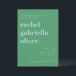 Bold Typography Blue en Green Modern Bat Mitzvah Kaart<br><div class="desc">Bold Typography Blue and Green Modern Bat Mitzvah Invitation</div>