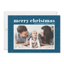 Bold Typography Blue Prettige feestdagen Foto