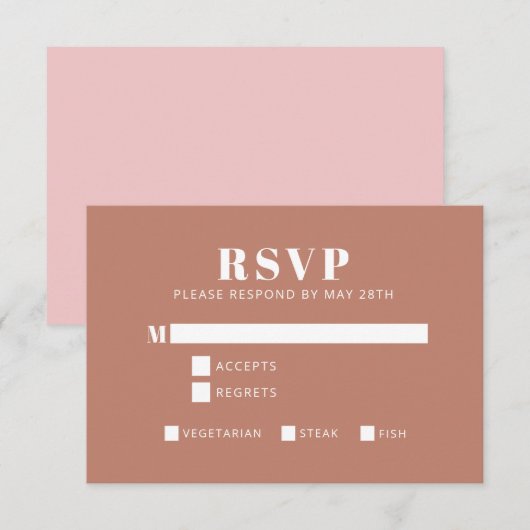 Bold Typography Blush en Terracotta Bat Mitzvah RSVP Kaartje (Voorkant / Achterkant)