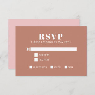 Bold Typography Blush en Terracotta Bat Mitzvah RSVP Kaartje