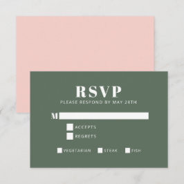 Bold Typography Blush Pink and Green Bat Mitzvah RSVP Kaartje