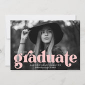 Bold Typography Blush Pink Photo Graduparty Kaart (Voorkant)