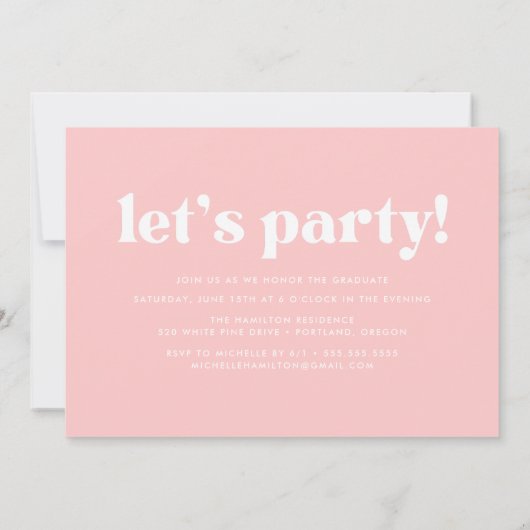 Bold Typography Blush Pink Photo Graduparty Kaart (Achterkant)